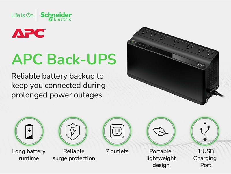 A.P.C. 600VA UPS Battery Backup & Surge Protector with USB Charger Port, Backup Battery Power Supply, BN600U1R (Renewed) - Image 4